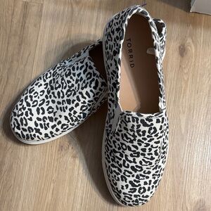 Torrid Black and White Leopard Print Slip-On Flats